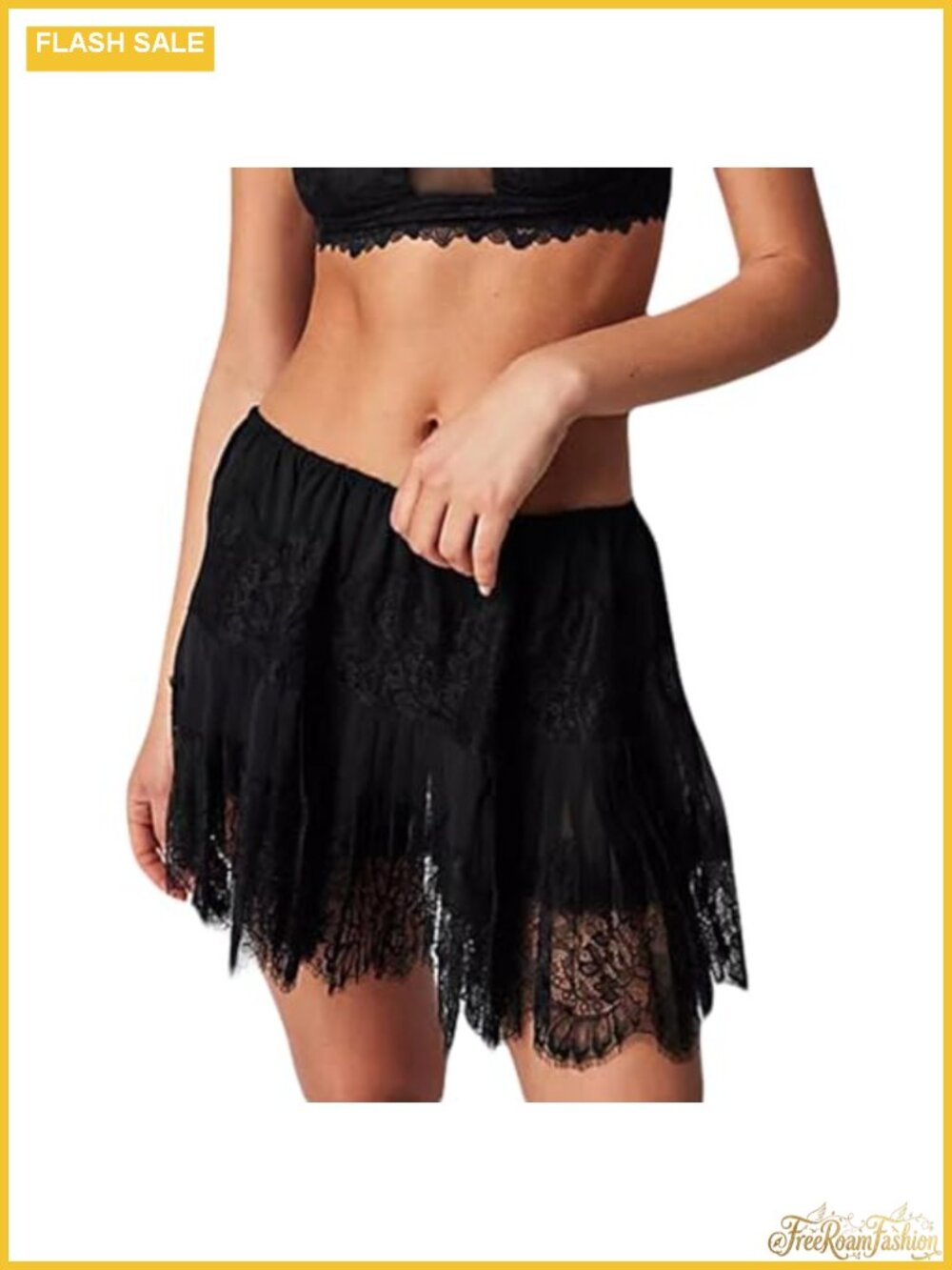 Women Lace Mini Skirt Low Rise Half Slip Underskirt Ruffle Pleated Layer